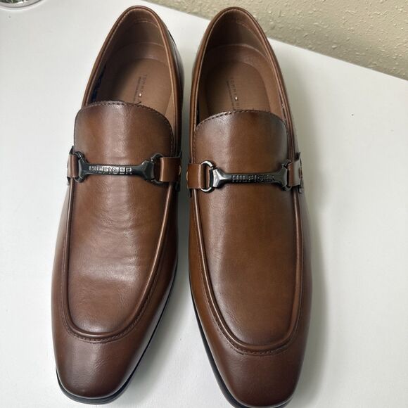 Tommy Hilfiger Men\'s Sz 11 M Dark Natural Brown PU Leather Senner Loafers NWOB main image 8
